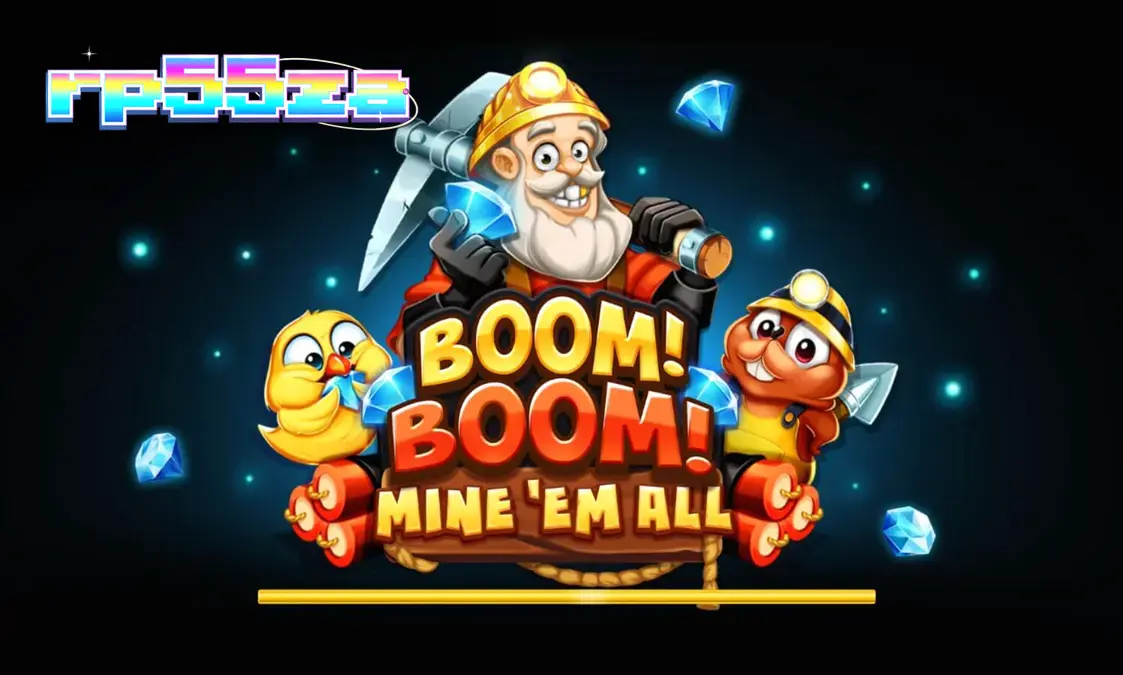 Tampilan visual tambang gelap dalam slot Boom! Boom! Mine ‘Em All